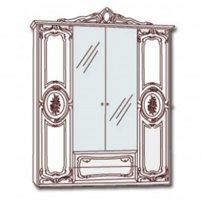 Шкаф 4-х дверный с зеркалами (01.144) Роза (могано) в Миассе - miass.mebel-74.com | фото