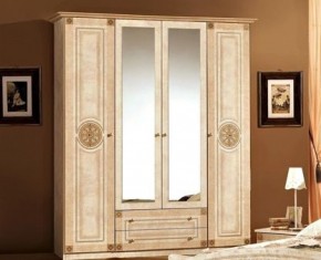 Шкаф 4-х дверный с зеркалами (02.144) Рома (беж) в Миассе - miass.mebel-74.com | фото