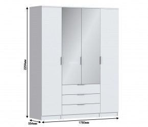 Шкаф 4х дверный с зеркалами Николь СБ-2595/1 (Белый) в Миассе - miass.mebel-74.com | фото