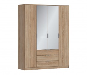 Шкаф 4х дверный с зеркалами Николь СБ-2595/1 (Дуб Сонома) в Миассе - miass.mebel-74.com | фото