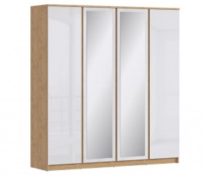 Шкаф 4х дверный с зеркалами Веста СБ-3082 (Дуб Бунратти/Белый глянец) в Миассе - miass.mebel-74.com | фото
