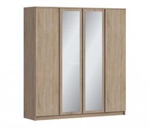 Шкаф 4х дверный с зеркалами Веста СБ-3082 (Дуб Сонома) в Миассе - miass.mebel-74.com | фото