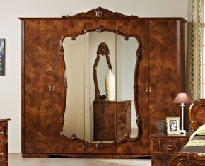 Шкаф 5-и дверный с зеркалами (20.145) Тициана (орех) в Миассе - miass.mebel-74.com | фото