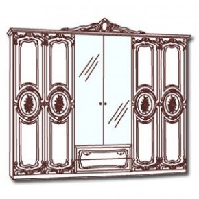 Шкаф 6-и дверный с зеркалами (01.146) Роза (беж) в Миассе - miass.mebel-74.com | фото
