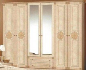 Шкаф 6-и дверный с зеркалами (02.146) Рома (беж) в Миассе - miass.mebel-74.com | фото
