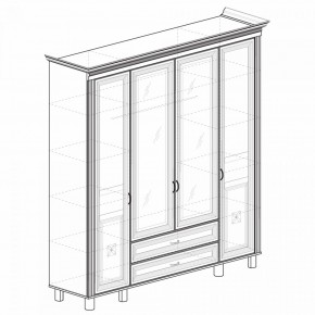 Шкаф для одежды 4-дверный с зеркалом №493 Марлен кремовый белый в Миассе - miass.mebel-74.com | фото
