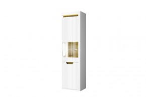 Шкаф с витриной 1V1D P, TORINO, цвет белый/Дуб наварра в Миассе - miass.mebel-74.com | фото