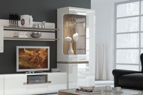 Шкаф с витриной 3D/TYP 01L, LINATE ,цвет белый/сонома трюфель в Миассе - miass.mebel-74.com | фото
