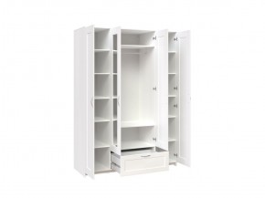 Шкаф СИРИУС четырёхдверный белый с одним выдвижным ящиком и двумя зеркалами в Миассе - miass.mebel-74.com | фото