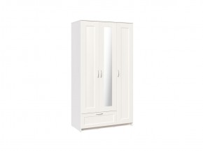 Шкаф СИРИУС трёхдверный белый с одним выдвижным ящиком и зеркалом в Миассе - miass.mebel-74.com | фото