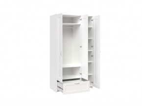Шкаф СИРИУС трёхдверный белый с одним выдвижным ящиком и зеркалом в Миассе - miass.mebel-74.com | фото