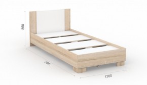 Спальня Аврора Кровать 120 со встроенным основанием под матрас Дуб сонома/Белый в Миассе - miass.mebel-74.com | фото