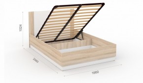 Спальня Аврора Кровать 160 с подъемным механизмом Дуб сонома/Белый в Миассе - miass.mebel-74.com | фото