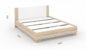 Спальня Аврора Кровать 160 со встроенным основанием под матрас Дуб сонома/Белый в Миассе - miass.mebel-74.com | фото
