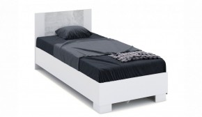 Спальня Аврора Кровать 90 со встроенным основанием под матрас Белый/Ателье светлый в Миассе - miass.mebel-74.com | фото