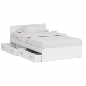 Стандарт Кровать с ящиками 1200, цвет белый, ШхГхВ 123,5х203,5х70 см., сп.м. 1200х2000 мм., без матраса, основание есть в Миассе - miass.mebel-74.com | фото