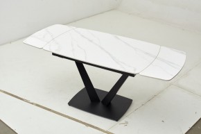 Стол ALATRI 120 MATT WHITE MARBLE SOLID CERAMIC / BLACK, ®DISAUR в Миассе - miass.mebel-74.com | фото