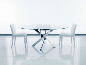 Стол BARONE (01.92) G093 хром/С150 э-бел. гл. стекло, L021алюм.вставка в Миассе - miass.mebel-74.com | фото