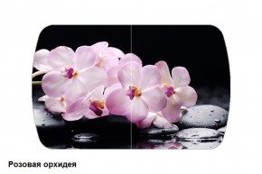 Стол Бостон 900*600 (опоры Брифинг) Стекло/фотопечать Розовая Орхидея в Миассе - miass.mebel-74.com | фото