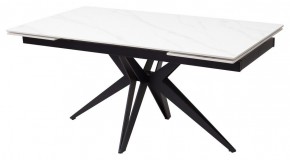 Стол FORIO 160 MATT WHITE MARBLE SOLID CERAMIC / BLACK, ®DISAUR в Миассе - miass.mebel-74.com | фото