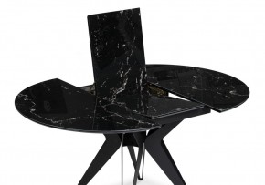 Стол стеклянный Рикла 110(150)х110х76 черный мрамор / черный в Миассе - miass.mebel-74.com | фото